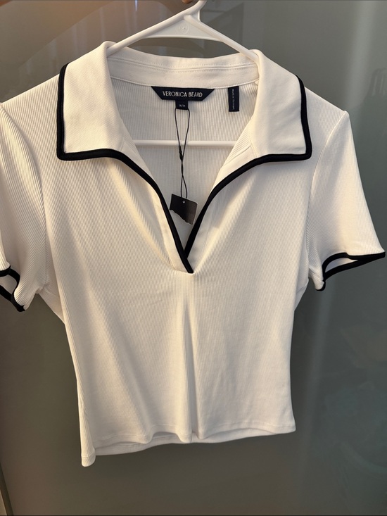 Veronica Beard Tops - Veronica Beard White Polo Top with Black Trim Accents